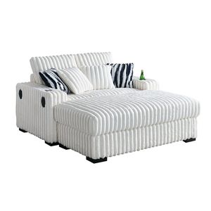 61.42 pollici Beige bracciolo quadrato Loveseat ottomana 2 pz cuscini posteriori 4 pz lancio cuscini portabicchieri Bluetooth Set da salotto - Product Image 1