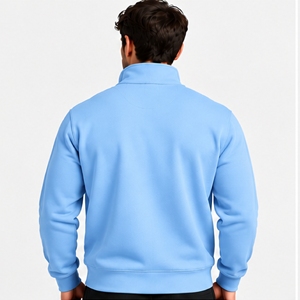 Sudadera de Cuello Alto con Cierre de Cremallera de un Cuarto, Color Azul Claro, para Hombre, Marca Index Apparel, Corte Regular, Manga Larga - Product Image 2