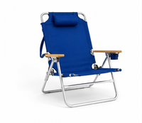 Silla de Playa Plegable Resistente y Moderna con Reposabrazos de Acero, Silla Ajustable para Acampar y Pescar al Aire Libre, para Uso en Villas