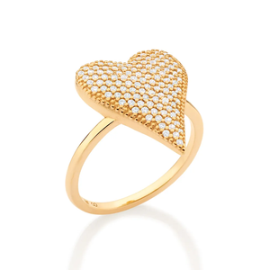 Heart Shape Diamond Cocktail <b>Ring</b> Solid 10K Real Gold Plated <b>For</b> Women's Fashion Romantic Engagement Jewelry - Product Image 2