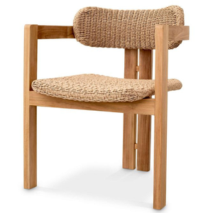Silla de exterior con estructura de madera de teca, impermeable, con mimbre de cuerda, para decoración de muebles de hogar y jardín. - Product Image 1