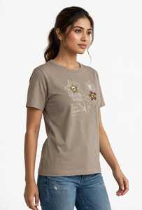 เสื้อยืดผู้หญิงฤดูร้อน สีกรมท่า ผ้าฝ้ายนุ่ม สวมใส่สบาย แขนสั้น ระบายอากาศได้ดี คุณภาพสูง ปรับแต่งได้ คอกลม ปักลาย - Product Image 3