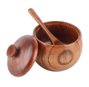 Azucarero de Madera de Acacia, Juego de 3 Piezas con Bandeja, Decorativo para Cocina y Comedor, Azucarero Moderno de Madera - Product Image 2