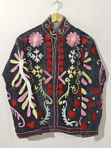 Luxury Bohemian Suzani Breathable Eco-Friendly Floral Velvet Reversible Embroidered Stand Handmade Vintage Winter <b>Quilted</b> Jacket - Product Image 3