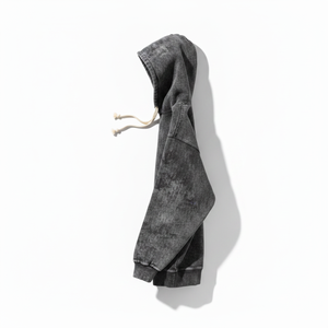 Sweat à capuche noir délavé en molleton bouclette, pull décontracté avec poche avant, idéal pour l'automne, anti-boulochage, 320 g/m², coupe oversize pour homme - Product Image 5