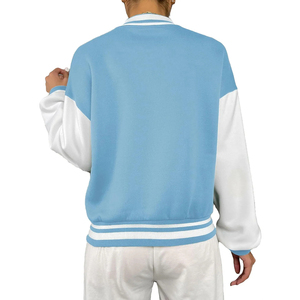 Women's Varsity Jacket 100% Wool Eco-Friendly Heated <b>Light</b> Blue White Sleeve <b>Letter</b> 8 Button Collar Full Sleeve Regular Length - Product Image 6