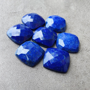 Natural Lapis Lazuli Checker Cut Square <b>Cushion</b> Shape Calibrated Flat <b>Back</b> Loose Gemstone - Product Image 6