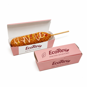 Disposable Biodegradable Eco Friendly Food Paper Korean Corn Dog Tray with UV Printing Custom <b>Box</b> for Hot Dogs Snacks - Product Image 5