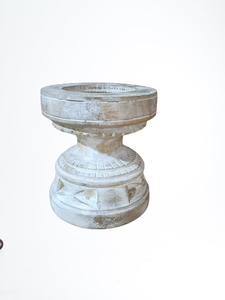 Porte-bougie rond en bois vintage blanchi à la chaux, fait main, sculpté, pour la décoration de la maison, Noël, personnalisé - Product Image 5