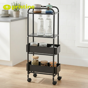 Carrito Auxiliar Metálico Moderno de 3 Niveles, Resistente y Delgado, con Ruedas y Fácil Limpieza, para Cocina y Sala de Estar, Contenedor de Alimentos - Product Image 5