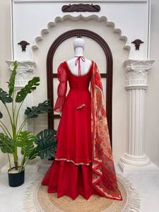 Salwar de Diseñador de Lujo para Mujer, Largo hasta el Tobillo, para Fiesta de Diwali, con Espejos, Encaje Elegante, Reversible, Antiarrugas, de Secado Rápido - Product Image 5