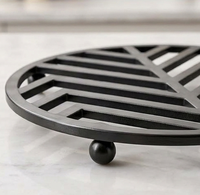 Décoration de table et accessoires, dessous de plat rond en métal, résistant à la chaleur, dessous de plat en acier inoxydable avec pieds