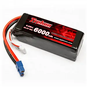 Batería Lipo de polímero de litio de celda personalizada, 6000mAh 50C 22,2 V 6s, batería Lipo de carga de alta descarga, baterías Lipo RC