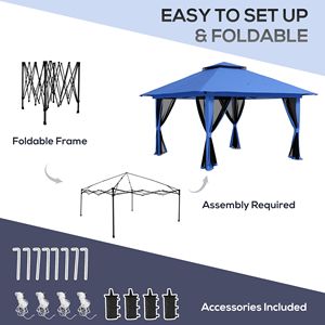 Gazebo Pop-up Blu 13FT X 13FT con Tetto a 2 Livelli e Borsa per il Trasporto, Leggero, per Giardino e Spazi Esterni - Product Image 5