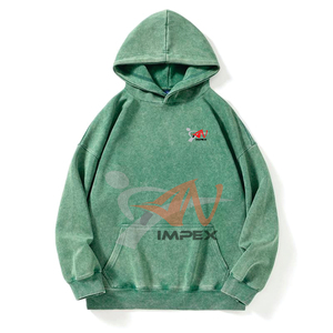 Sudadera con capucha vintage para hombre, 330 g/m², efecto desgastado por el sol, sin cordón, calidad E, gris lavado ácido, primavera-otoño 2026, venta al por mayor - Product Image 3