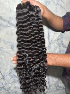 Paquetes de cabello de onda profunda India cruda de calidad superior Extensiones de cabello humano doble dibujado de cabello Remy de templo sin procesar - Product Image 4