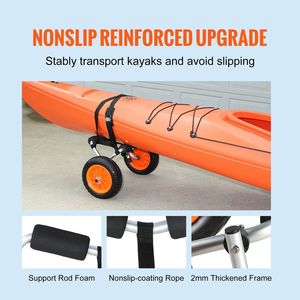 Carrello per Kayak pieghevole resistente 10 ''pneumatici solidi antiscivolo 250 libbre capacità di carico carrello Kayak per canoe Jon barche in lega - Product Image 5