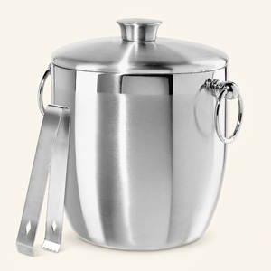Cubo de hielo de acero inoxidable martillado con tapa, enfriador de vino y champán de doble pared aislado, tina portátil para bebidas para el hogar o bar. - Product Image 6