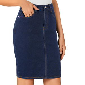 Women Skirt <b>Mini</b> Denim Design Regular Waist Slim Fit Knee Length Summer Breathable Casual Fashion Wear - Product Image 2