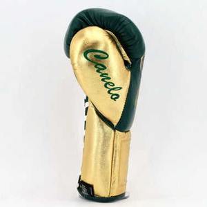 Guantes de Boxeo Profesionales de Alta Calidad en Cuero Genuino, Personalizados en Dorado y Verde, con la Frase 'No Boxing No Life', para Entrenamiento y Combate - Product Image 4