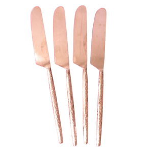 Juego de Cuchillos para Mantequilla de Acero Inoxidable Color Oro Rosa a Bajo Precio, Cuchillo de Cena de Lujo con Mango Martillado para Hotel, Restaurante y Vajilla - Product Image 1