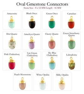 Encantador liso pulido piedra ovalada Calcedonia DIY conector de fianza individual latón 18K chapado en oro fabricación suministro encontrar conector - Product Image 2
