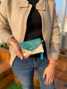 New Arrival Unique Embossed Print Fur Leather Card Coin Case Wallet Rectangle Credit Card Holder Coin Case With Tassel <b>Keyrings</b> - Product Image 3