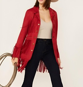 <b>Womens</b> Vintage Suede Leather Fringe <b>Coat</b> Western Cowgirl Style Jacket - Product Image 1