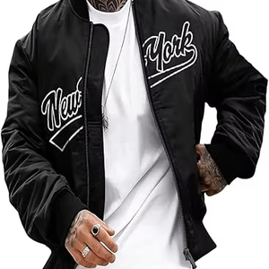 Chaqueta de Invierno Cálida y Cómoda para Hombre, Estilo Letterman, con Cuello Alto, Logotipo Frontal, Resistente al Viento, Transpirable, de Secado Rápido, Alta Calidad y Ecológica - Product Image 1