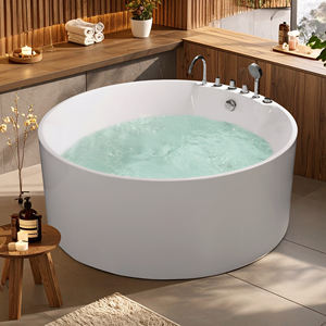 Baignoire balnéo ronde autoportante avec jets de massage et hydromassage pour 1 personne à prix réduit - Product Image 2