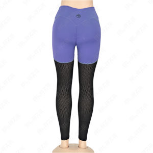 Leggings de yoga con cintura elástica, mallas de yoga con panel de malla de color contrastante - Product Image 3