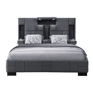 Cama Queen YARIS Gris Oscuro, Muebles Tapizados Elegantes para Comodidad y Estilo - Product Image 3