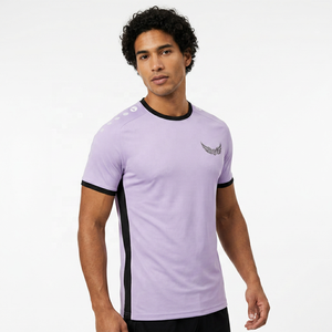 Men's Light <b>Purple</b> Short Sleeve Sport <b>T</b>-<b>Shirt</b> With Wing Logo Quick Dry Regular Fit Knitted Polyester O-Neck - Product Image 3