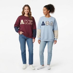 <b>Women's</b> Oversized Crew Neck Sweatshirt Brown Greek Letters <b>Pattern</b> Knitted Long Sleeve Regular Fit Autumn Style - Product Image 5