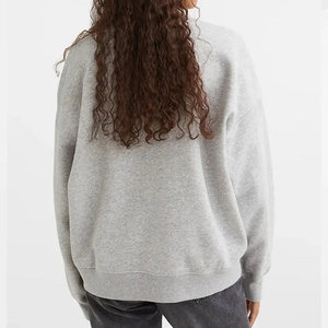 Women's Oversized Gray Cotton Sweatshirt <b>Drop</b>-Shoulder O-Neck Long Sleeve Solid Color Casual Pullover Autumn Wear - Product Image 3