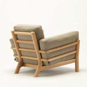 Fauteuil rembourré moderne avec assise en tissu et pieds en bois, design scandinave, meubles de salon - Product Image 6