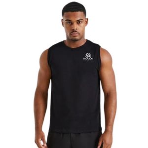 <b>Mens</b> Black Sleeveless Tank Top Crew Neck Gym Workout Shirt Athletic Fitness Training Sportswear Casual Activewear <b>Running</b> <b>Vest</b> - Product Image 3