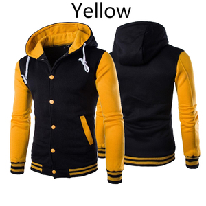 <b>Men's</b> <b>Black</b> And White Varsity Jacket With Hood Button Front Casual Bomber <b>Coat</b> Regular Fit Autumn Wear - Product Image 4