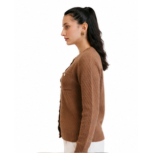 Customizable Color Front Logo Winter Button Hot Selling Women's Casual Long Sleeve Solid Color Knitted Women's <b>Cardigans</b> <b>Sweater</b> - Product Image 5