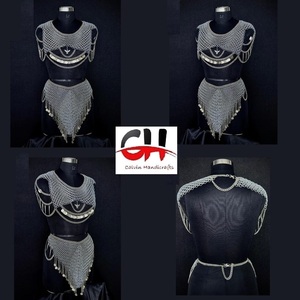 Conjunto de Armadura Medieval para Dama, Plateado, con Falda de Malla de Acero Esmaltada Suave, Estilo Antiguo, Coleccionable Artístico - Product Image 2