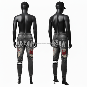 กางเกงวิ่งผ้าสแปนเด็กซ์ของผู้ชายผ้าคอตตอน GSM ฟอกสีเทายืดใส่ได้ปรับแต่งโลโก้ได้ตามต้องการ320 - Product Image 5