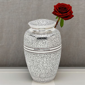 โกศใส่เถ้ากระดูกของผู้ใหญ่ทำจากโลหะอัลลอยด์สำหรับงานศพดีไซน์คลาสสิกสีเงินโรสโกลด์ - Product Image 1