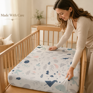 Organic Cotton <b>Crib</b> Fitted <b>Sheet</b> | GOTS Certified Custom Floral Printed Waterproof 200TC Unisex Baby Bedding OEM Wholesale - Product Image 5