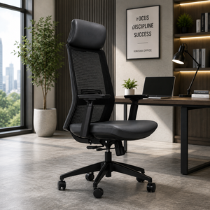 Chaise de bureau ergonomique moderne avec dossier en tissu, pivotante, réglable électriquement, support lombaire, accoudoirs réglables 4D, chaise de bureau à domicile - Product Image 1