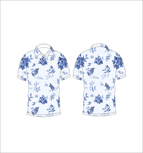 Camisa Polo Azul Vintage con Estampado Floral para Hombre, Camiseta de Verano de Manga Corta, Cuello Casual con Botones, Transpirable y Ligera - Product Image 3