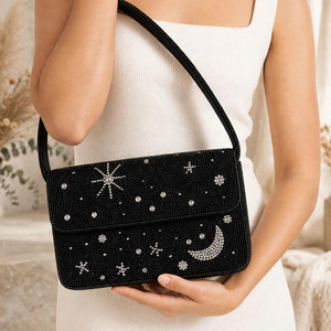 Sac à bandoulière perlé tendance fait main, pochette décorative aux couleurs vives, motif unique, accessoire de soirée - Product Image 2