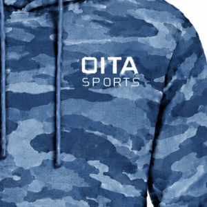 Sweat à capuche en molleton imprimé camouflage bleu denim pour homme, avec poche kangourou et cordon de serrage, style streetwear décontracté - Product Image 6