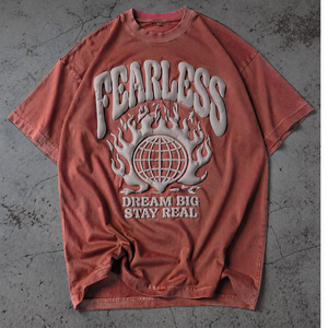 Camiseta Oversize de Alta Calidad con Hombros Caídos y Estampado Puff, 100% Algodón Pesado, Estilo Streetwear Lavado - Product Image 4