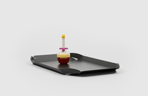 Ensemble de plateaux géométriques modernes en aluminium avec finition noire mate et poignées latérales pour la salle à manger et la décoration - Product Image 2