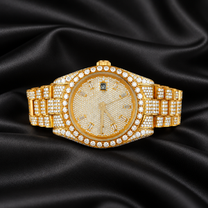 Reloj de Diamantes de Lujo Raj Gems, Caja de Acero Inoxidable de 42 mm, Movimiento de Cuarzo Analógico, Cierre de Hebilla de Vidrio de 20 mm, Números Romanos Vintage - Product Image 4